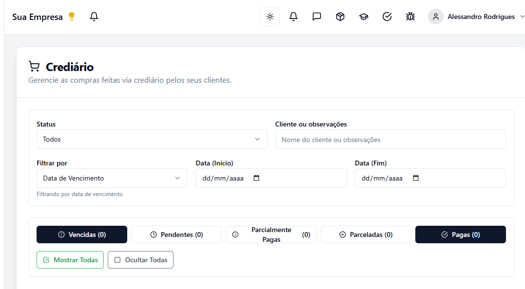 Visual do módulo Fluxo de caixa em tempo real para decisões seguras